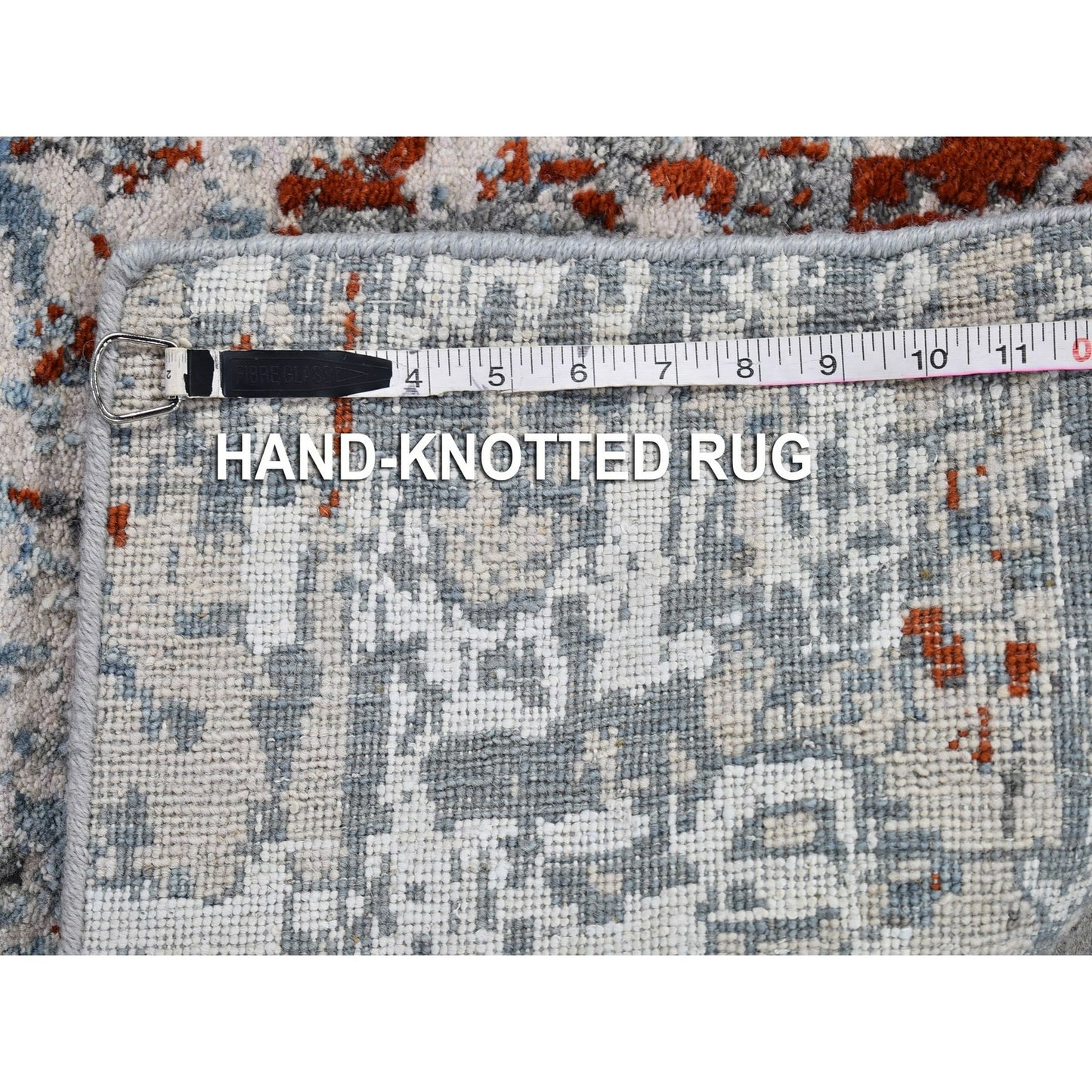 2'6"X10'2" Abstract Design Wool&Silk Denser Weave Hand Knotted Runner Rug