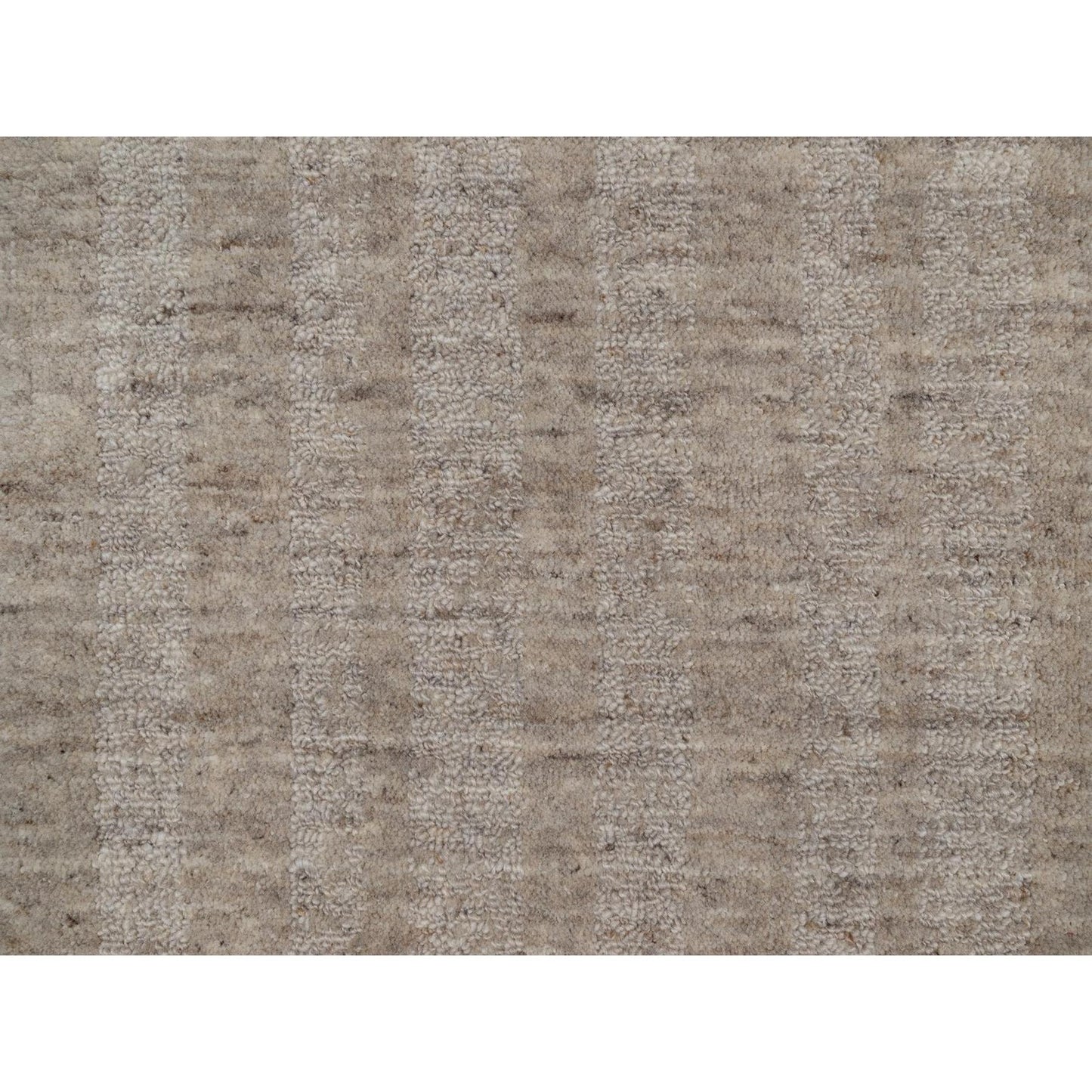 Rug 2'x3' Tan Brown Natural Wool Vertical Stripes Design Hand Loomed Mat