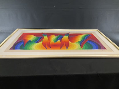 Ay-O Original Screenprint 1980 "Flying Birds" Rainbow Artist Proof Signed Japan