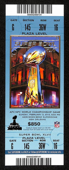 2013 Super Bowl Xlvii 47 Full Unused Mint Authentic Ticket Ravens Vs 49Ers 98878