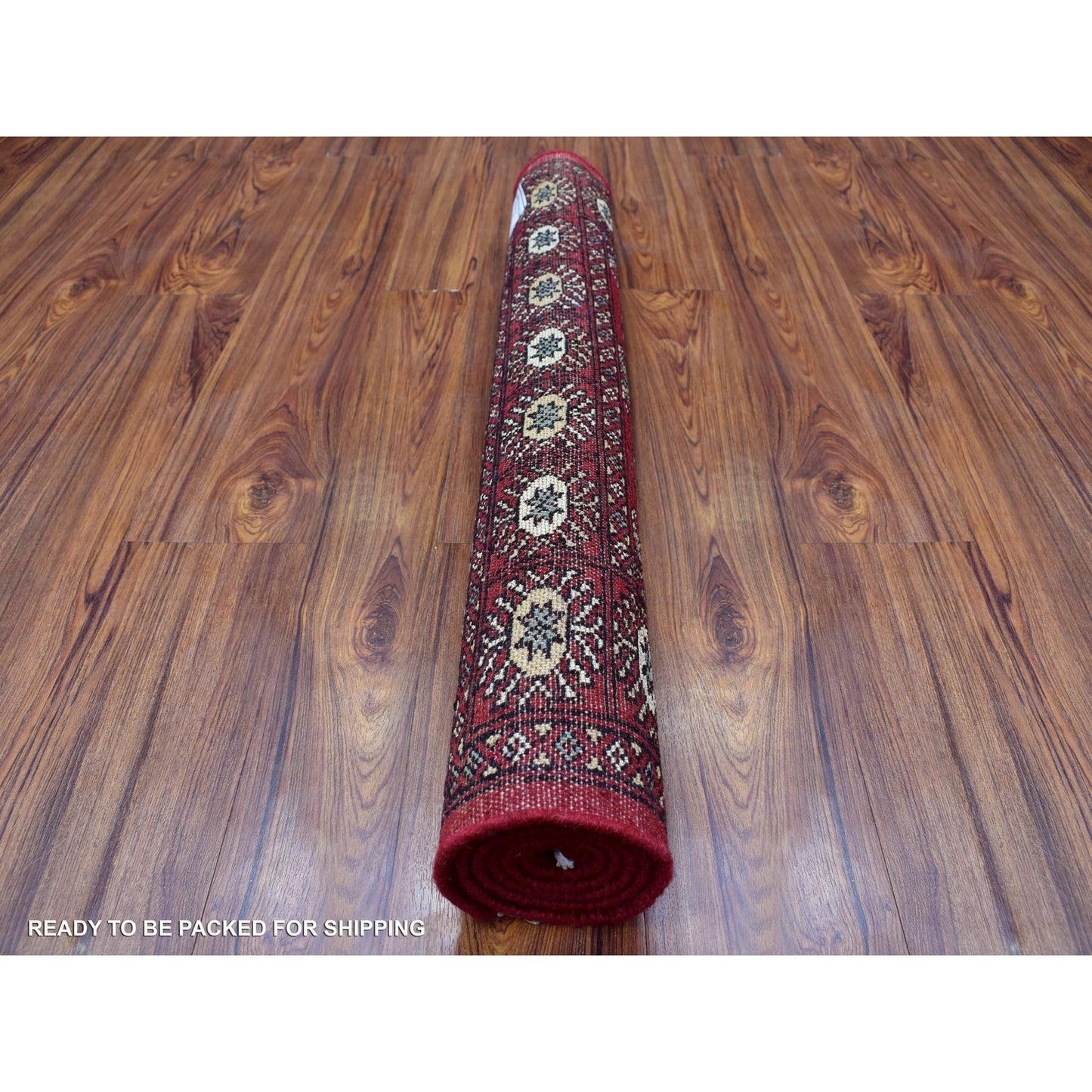 3'X4'5" Deep Red Mori Bokara Wool Hand Knotted Oriental Rug