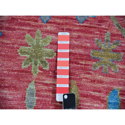 10'1"X14' Coral Pink Hand Knotted Oushak Weave And Design Pure Wool Rug