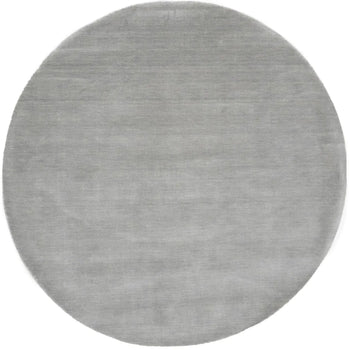 Gray Solid Hand-Loomed 6X6 Gabbeh Wool Round Rug