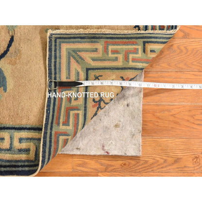 2'X3'9" Light Brown Antique Peking Chinese Hand Knotted Pure Wool Mat Rug