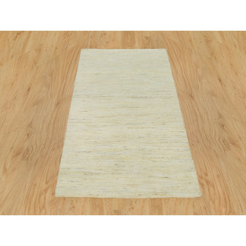 3'X5' White Lori Buft Plain Design Plush Wool Hand Knotted Rug
