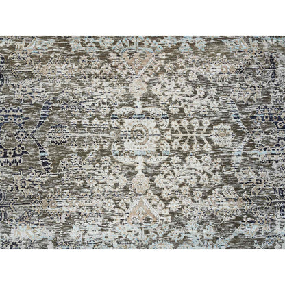 8'3"X10' Gray Hand Knotted Transitional Design Wool And Silk Rug
