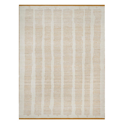 9'X12'1" Ivory Flat Weave With Pile Rug Natural Wool Hand Woven Oriental