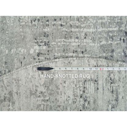 6'1"X6'1" Light Gray Modern Design Hand Knotted Round Oriental Rug