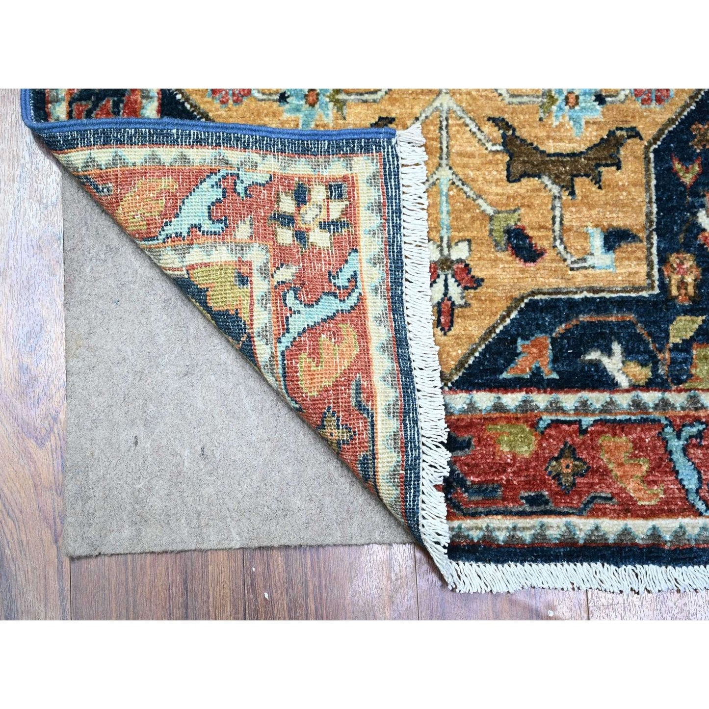 2'6"X9'8" Blue Fine Aryana Caucasian Ashtafa Hand Knotted Oriental Rug