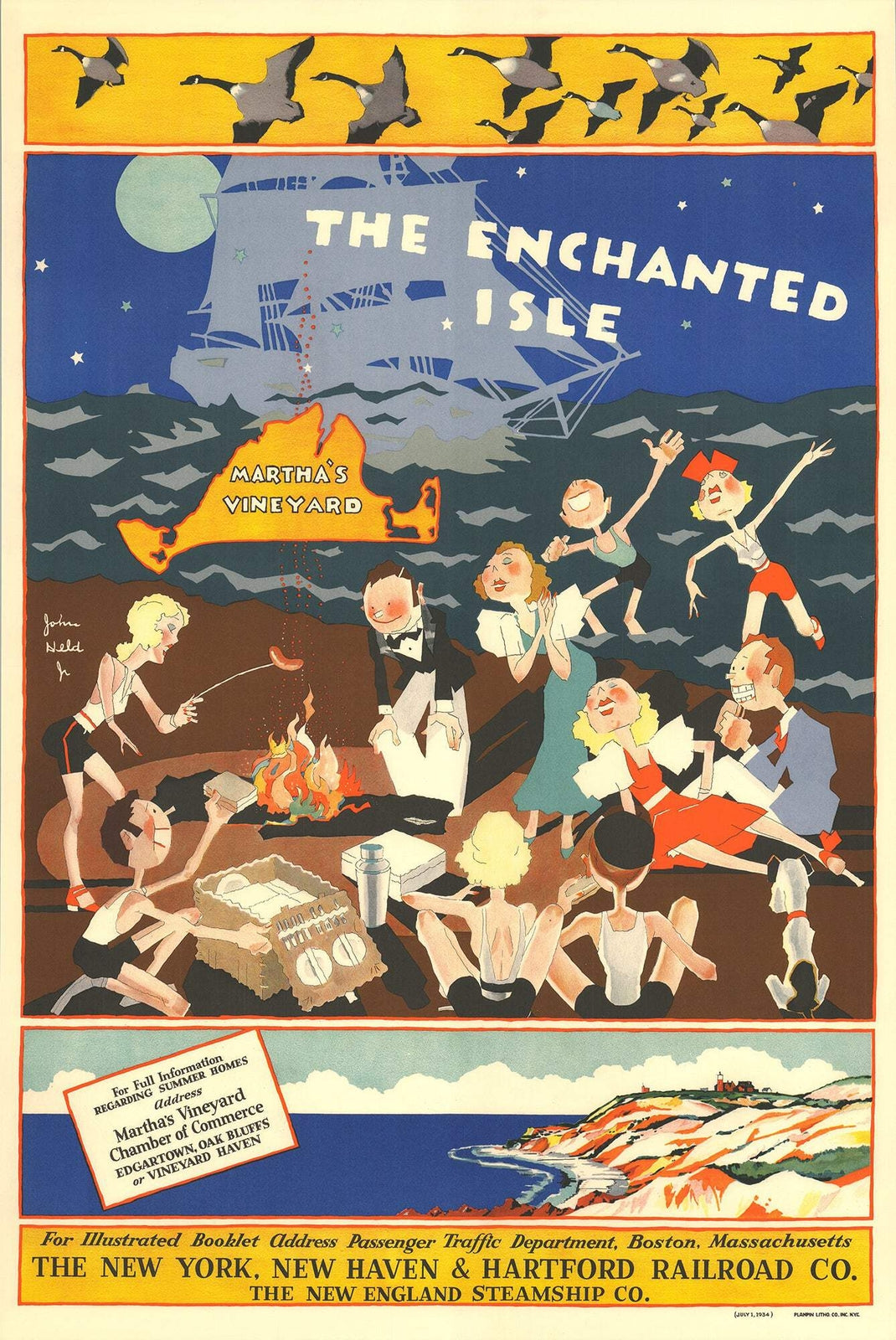 Vintage JOHN JR. HELD Martha's Vineyard 36" x 24" Offset Lithograph 2023
