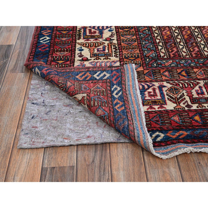 9'5"X12'1" Blue Antique Caucasian Design Revival Hand Knotted Pure Wool Rug