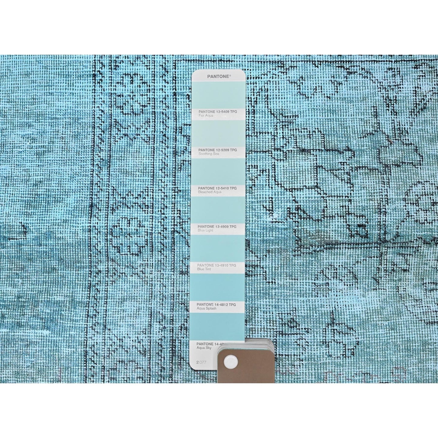 3'1"X5'1" Blue Overdyed Vintage Zoroastrian Tebraz Hand Knotted Wool Rug