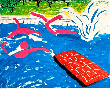 David Hockney "Swimming" Lithograph Coa Signed Numbered By Hand