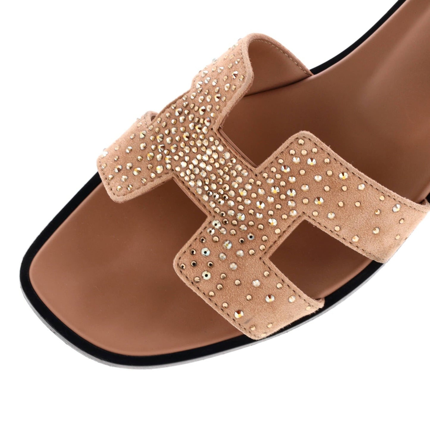 Hermes Women'S Oran Sandals Embellished Suede