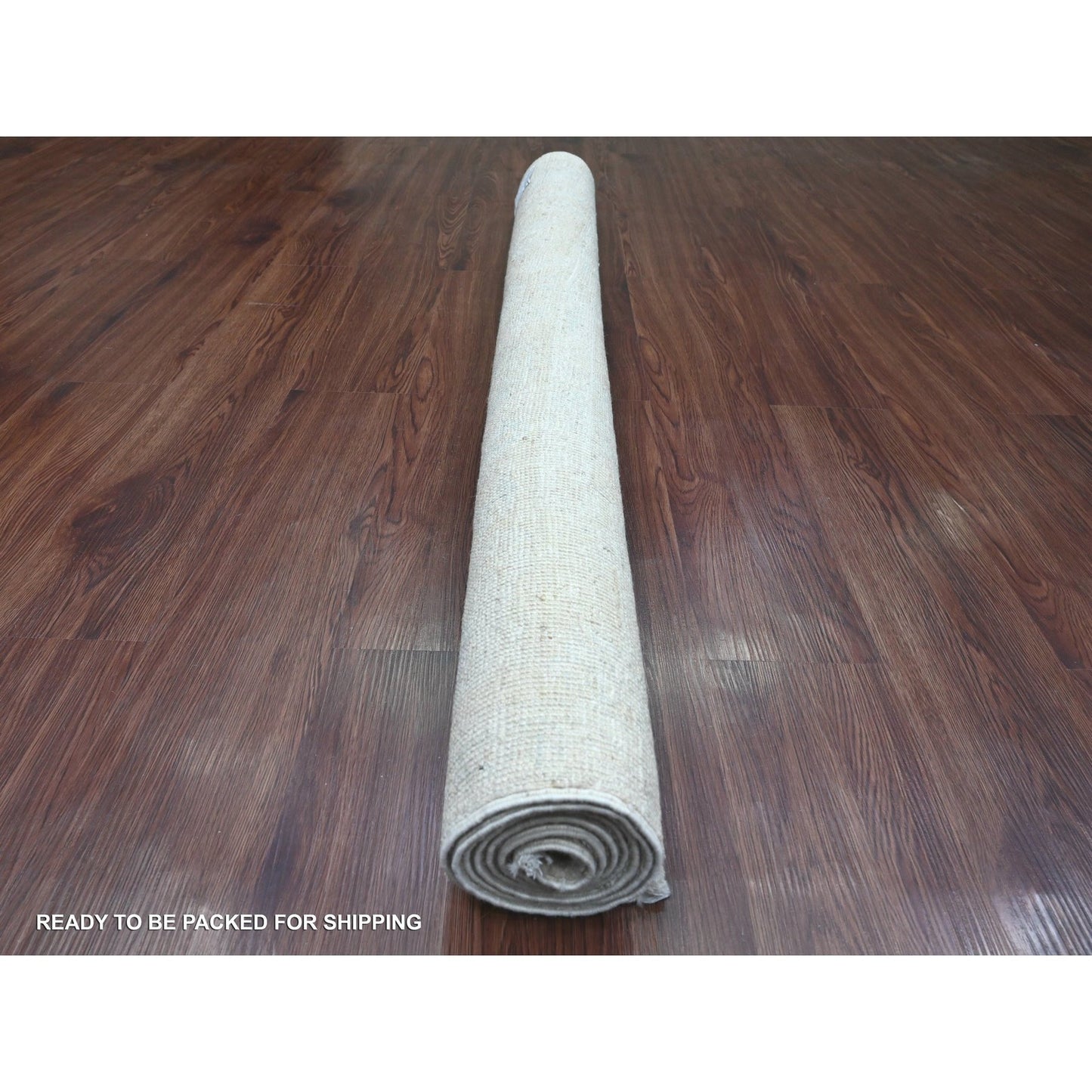 4'8"X6'3" White Hand Knotted Afghan Angora Oushak Leaf Design Wool Rug