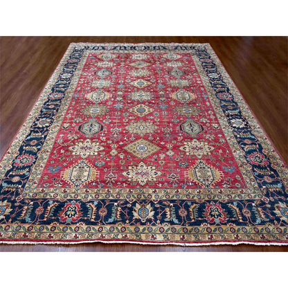 10'1"X13'10" Falcons Red Karjihooz Design Soft Wool Hand Knotted Rug