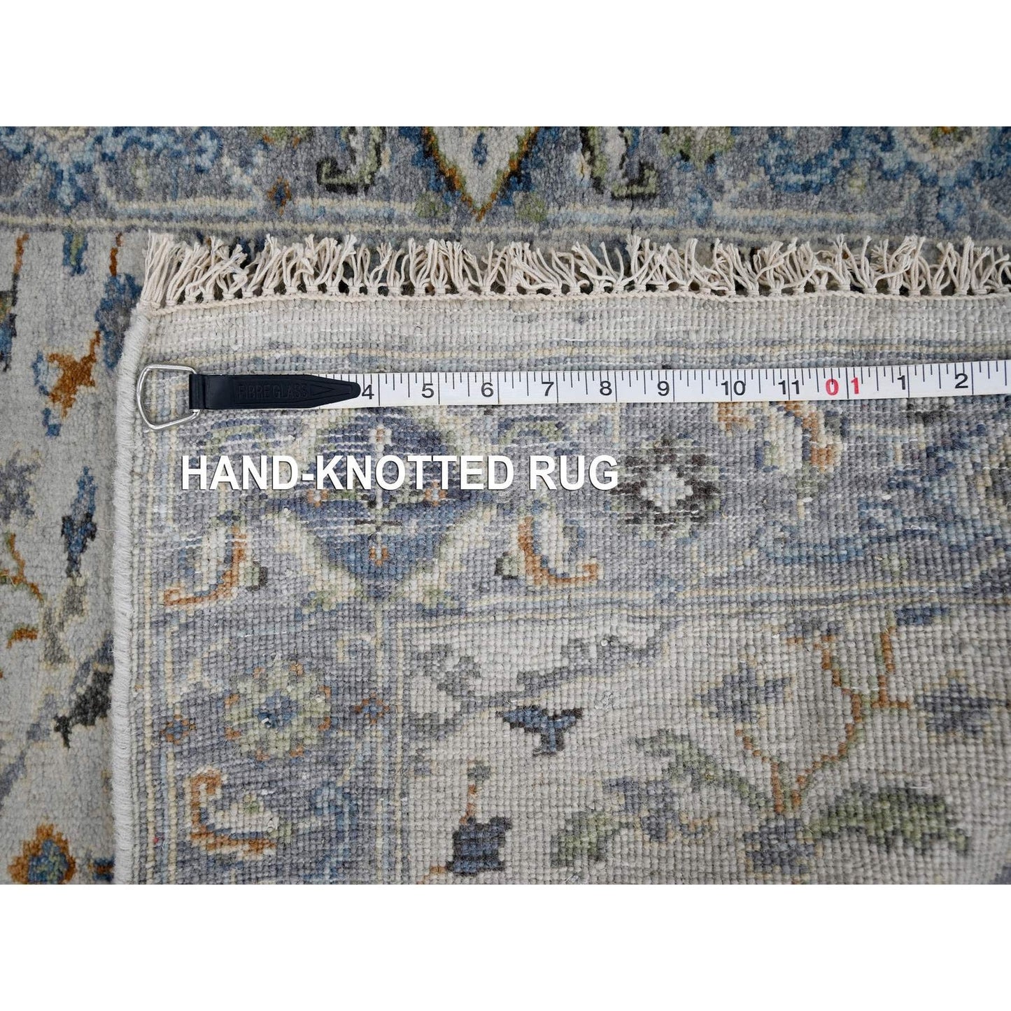 2'5"X7'9" Ivory Hand Knotted Oushak With Floral Motifs Wool Runner Rug