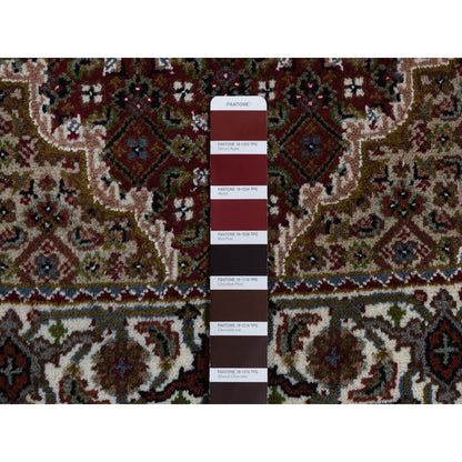 2'8"X10'5" Sangria Red Tebraz Mahi Pure Wool Hand Knotted Runner Rug