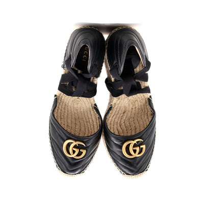 Gucci Women'S Gg Marmont Wedge Espadrilles Matelasse Leather