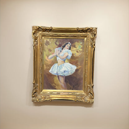 Yves Diey (France) - Ballerina Signed Original Painting Oil On Canvas Framed
