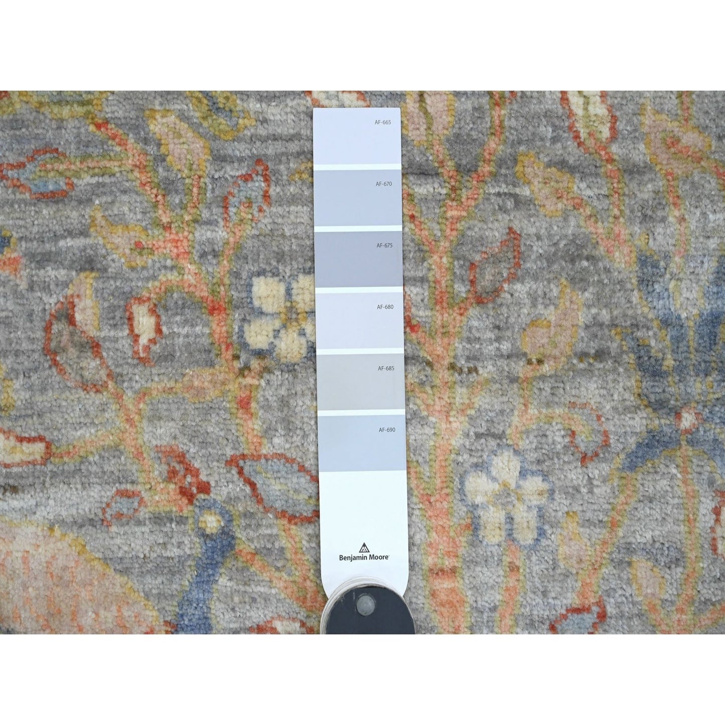 2'1"X3'1" Gray 100% Wool Birds Of Paradise Design Hand Knotted Mat Rug