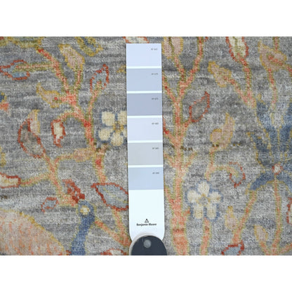 2'1"X3'1" Gray 100% Wool Birds Of Paradise Design Hand Knotted Mat Rug