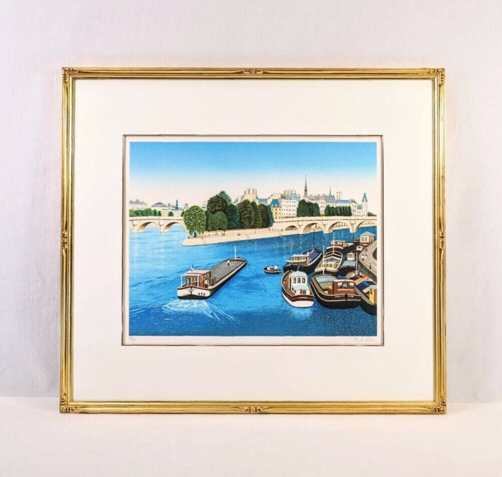 Fanch Ledan (France 1949) Original Lithograph Signed Framed - Seine River Paris