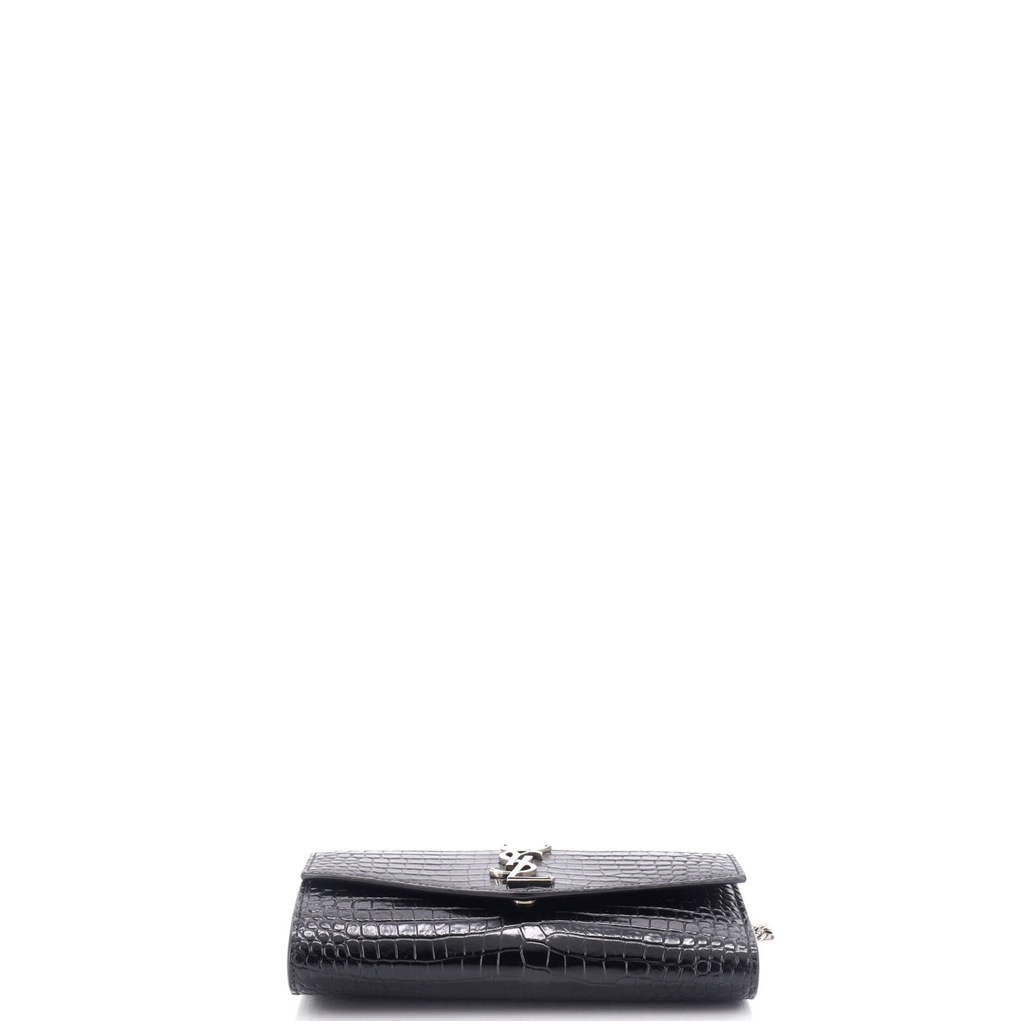 Saint Laurent Uptown Chain Wallet Crocodile Embossed Leather