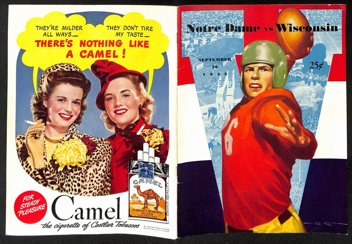 1942 Wisconsin Vs Notre Dame Vintage College Football Game Program 195823