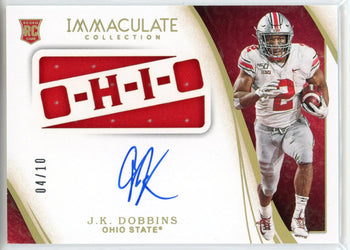 Jk Dobbins Autographed 2020 Panini National Treasures Collegiate Rookie Patch Ca