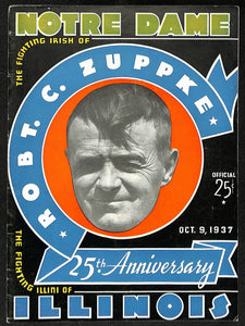 1937 Illinois vs Notre Dame Vintage College Football Game Program 195843