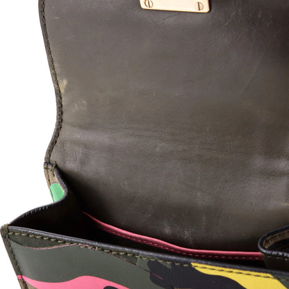 Valentino Garavani Glam Lock Shoulder Bag Camo Leather And Canvas Mini