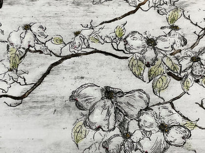Joanne Isaac Original Etching "Dogwood Blossoms" 1980S Limited Edition Signed
