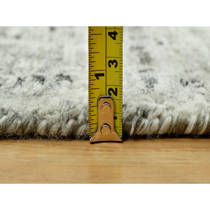 3'X5' Vaporous Gray Undyed Wool Modern Hand Spun Hand Knotted Rug