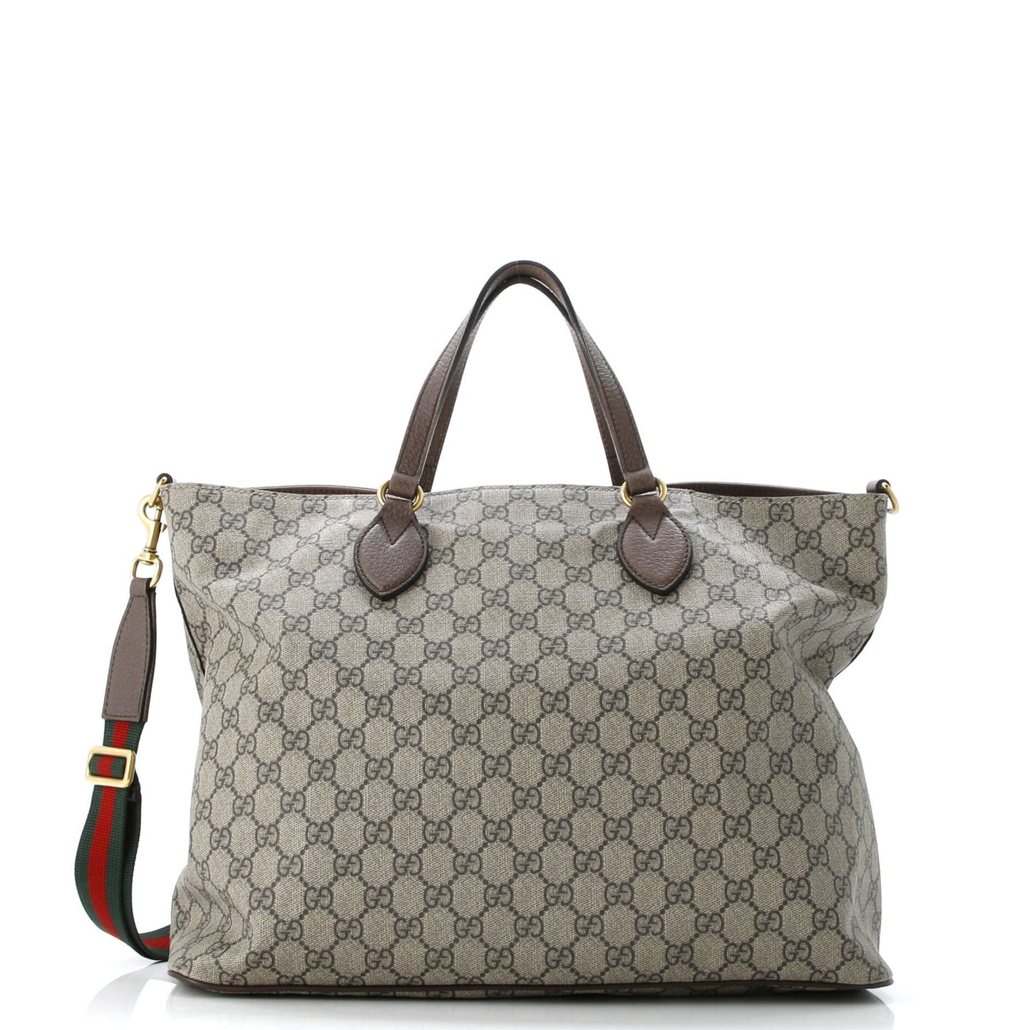 Gucci Courrier Convertible Soft Open Tote Gg Coated Canvas With Applique Large