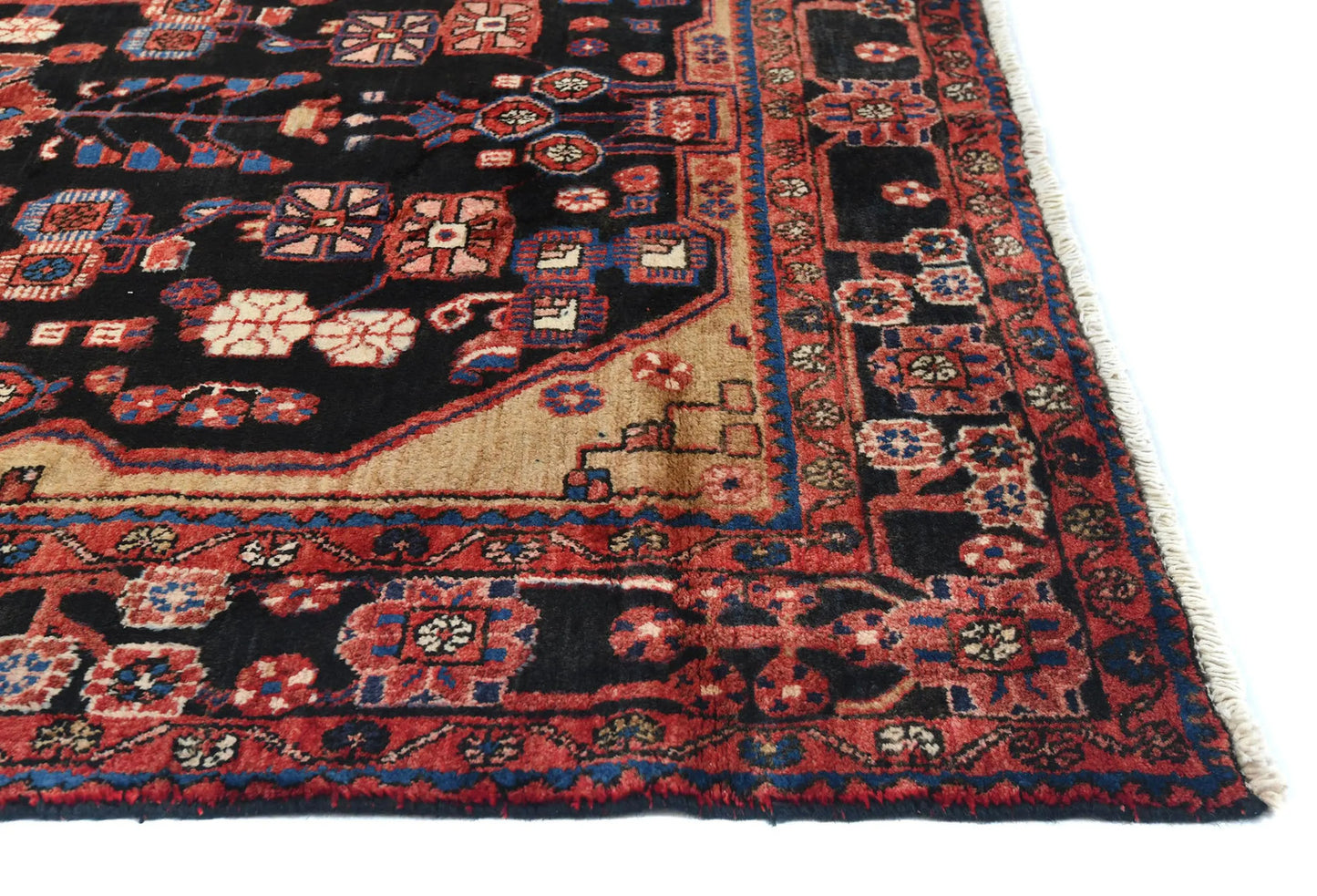 Tribal floral vintage oriental rug 5x8 ft handmade farmhouse entryway carpet