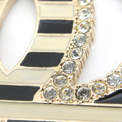 Chanel Necklace Coco Mark Striped Rhinestone Pendant Gold Color 06A Gp
