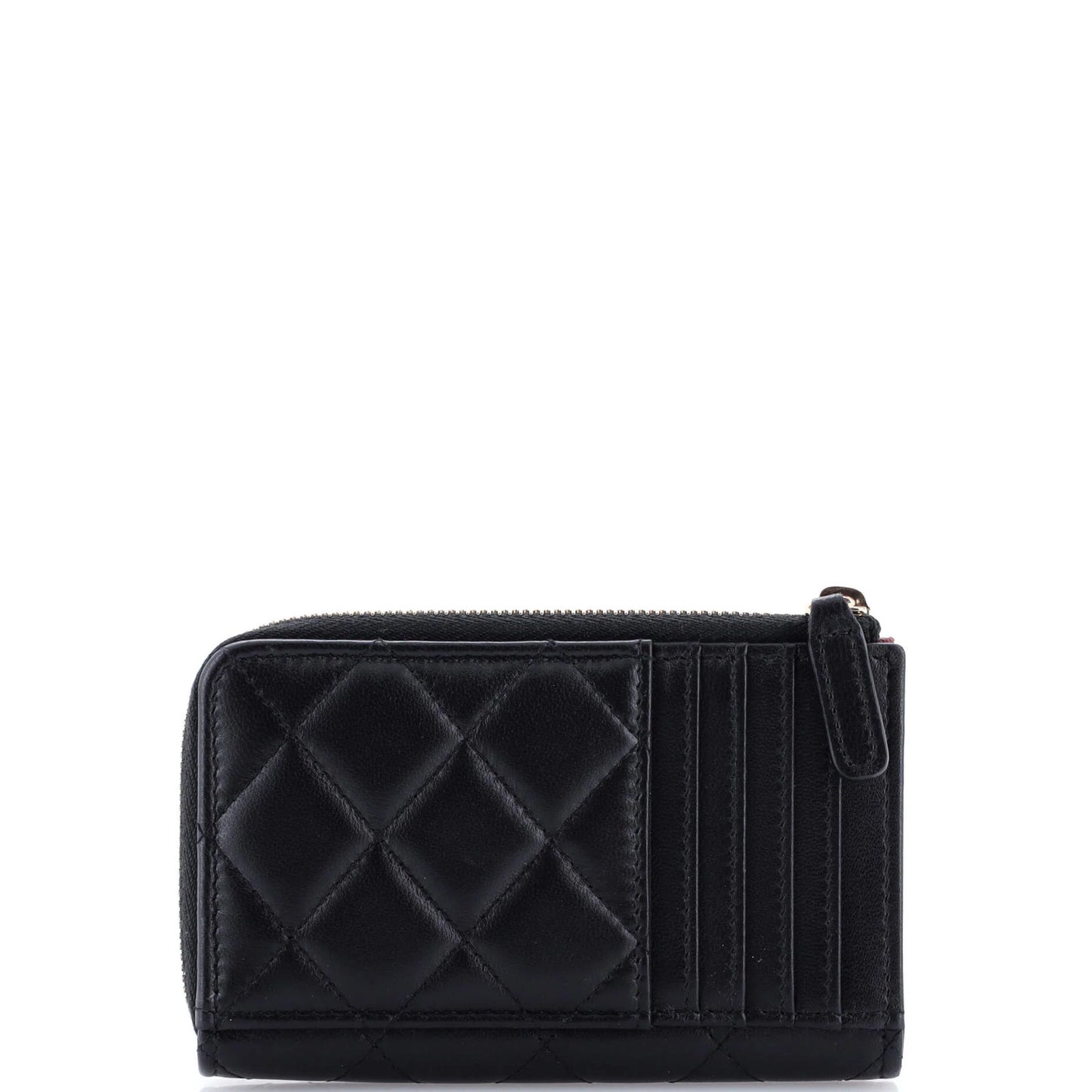 Chanel Zip Around Card Holder Quilted Lambskin