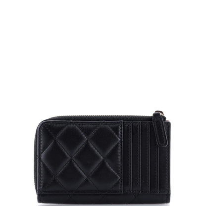 Chanel Zip Around Card Holder Quilted Lambskin