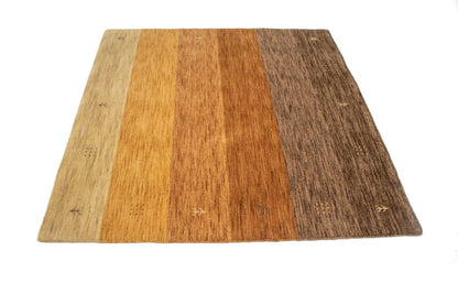 5X5 Ft Square Multicolor Striped Wool Rug
