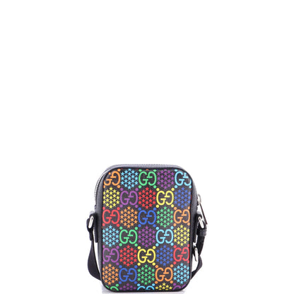 Gucci Front Zip Messenger Bag Psychedelic Print Gg Coated Canvas Mini
