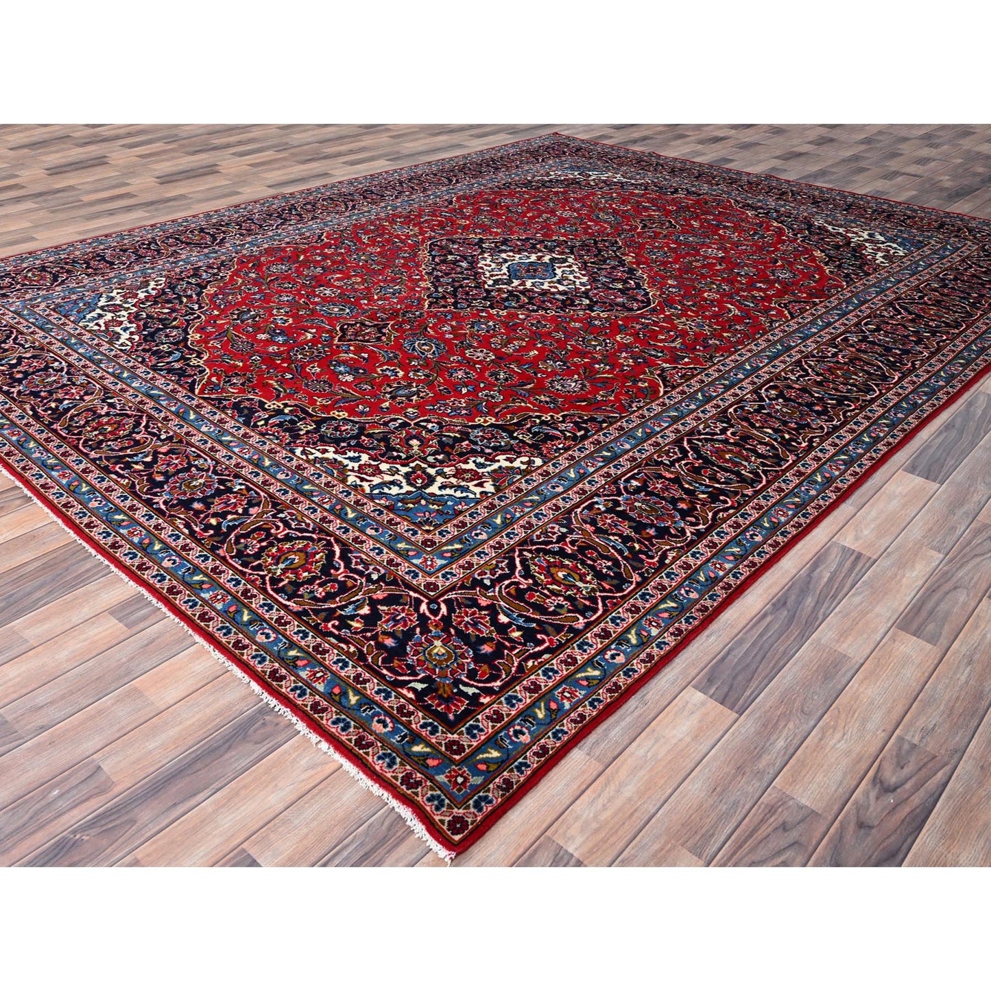 9'6"X12'10" Lychee Red Hand Knotted Zoroastrian Kishoon Oriental Rug