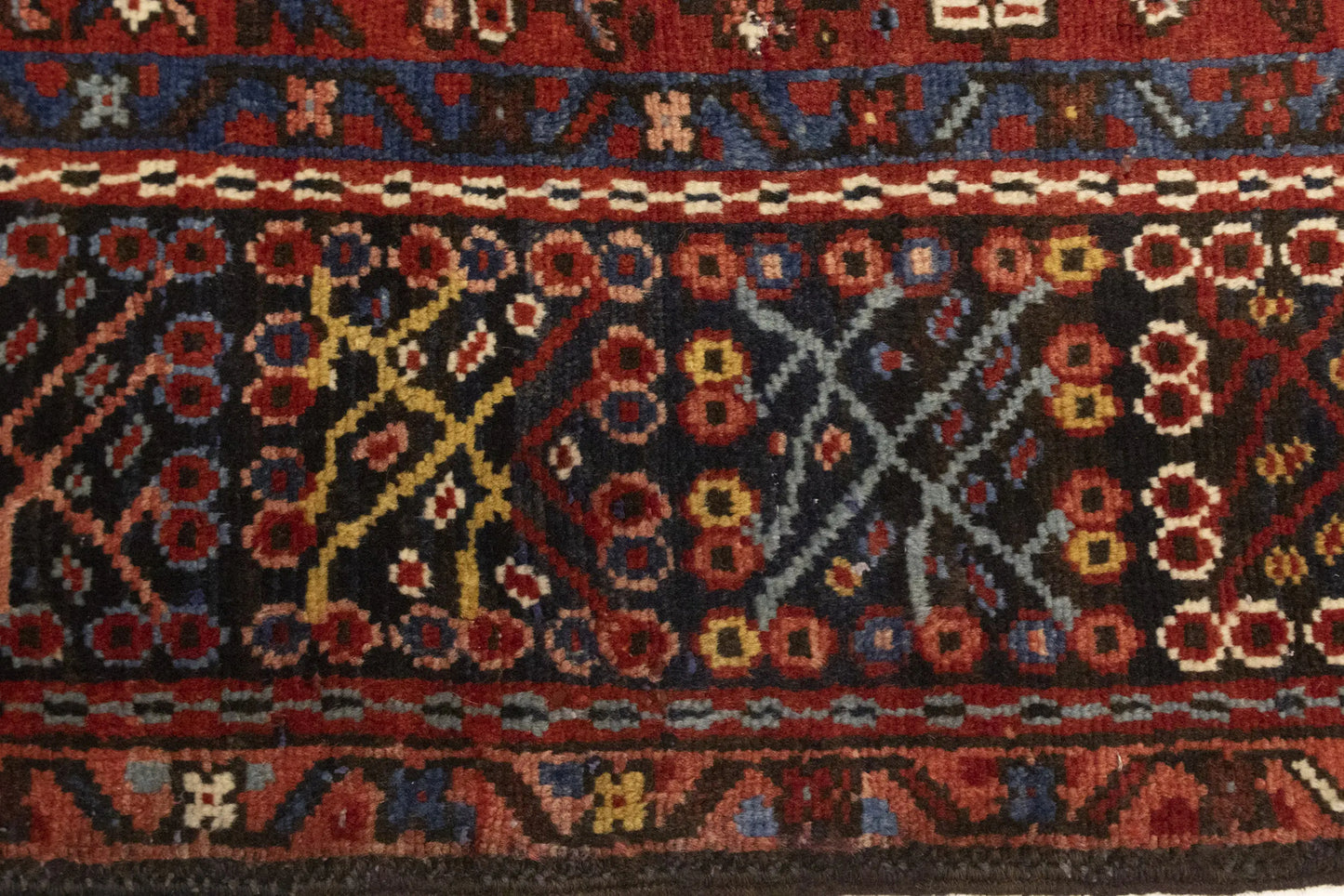 Semi-Antique Oriental Rug Rusty Red Geometric