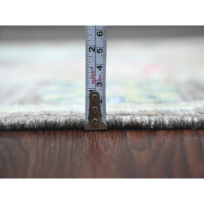 3'X9'8" Brown Angora Oushak Leaf Design Hand Knotted 100% Wool Runner Rug