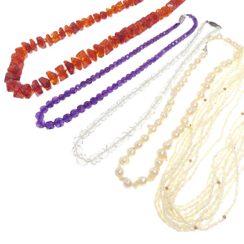 Amber Pearl Quartz 6-piece set Necklace Amber