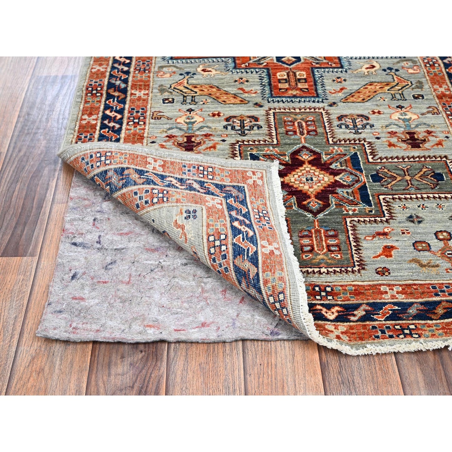 2'7"X11'3" Gray Caucasian Design 200 Kpsi Hand Knotted Wool Runner Rug