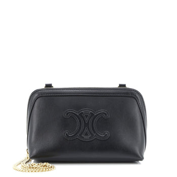 Celine Cuir Triomphe Zip Around Chain Clutch Leather
