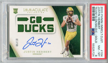 Justin Herbert Autographed 2020 Panini Immaculate Collegiate Team Slogan Emerald