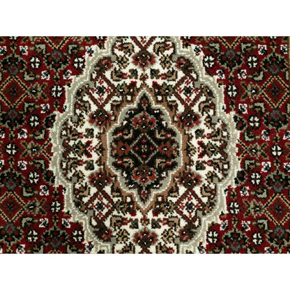2'7"X12'1" Red Wool And Silk Tebraz Mahi Fish Design Oriental Runner Rug