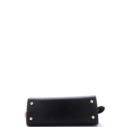 Burberry Banwell Tote Leather And House Check Canvas Small